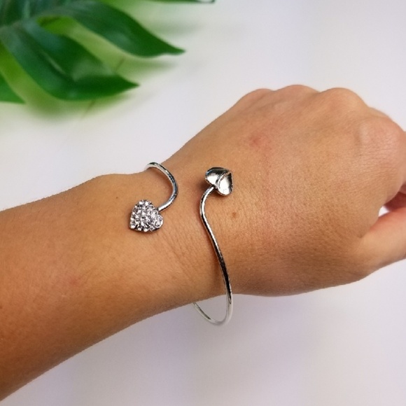 Double Peach Heart Of Love Open Bangle Adjusts - Picture 5 of 6